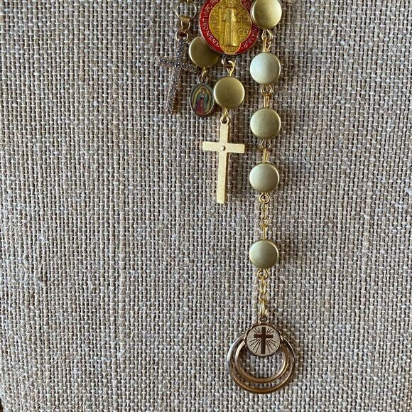 Handmade Gold Ear Cuff with Religious Medallions. New! - Picture 4 of 5